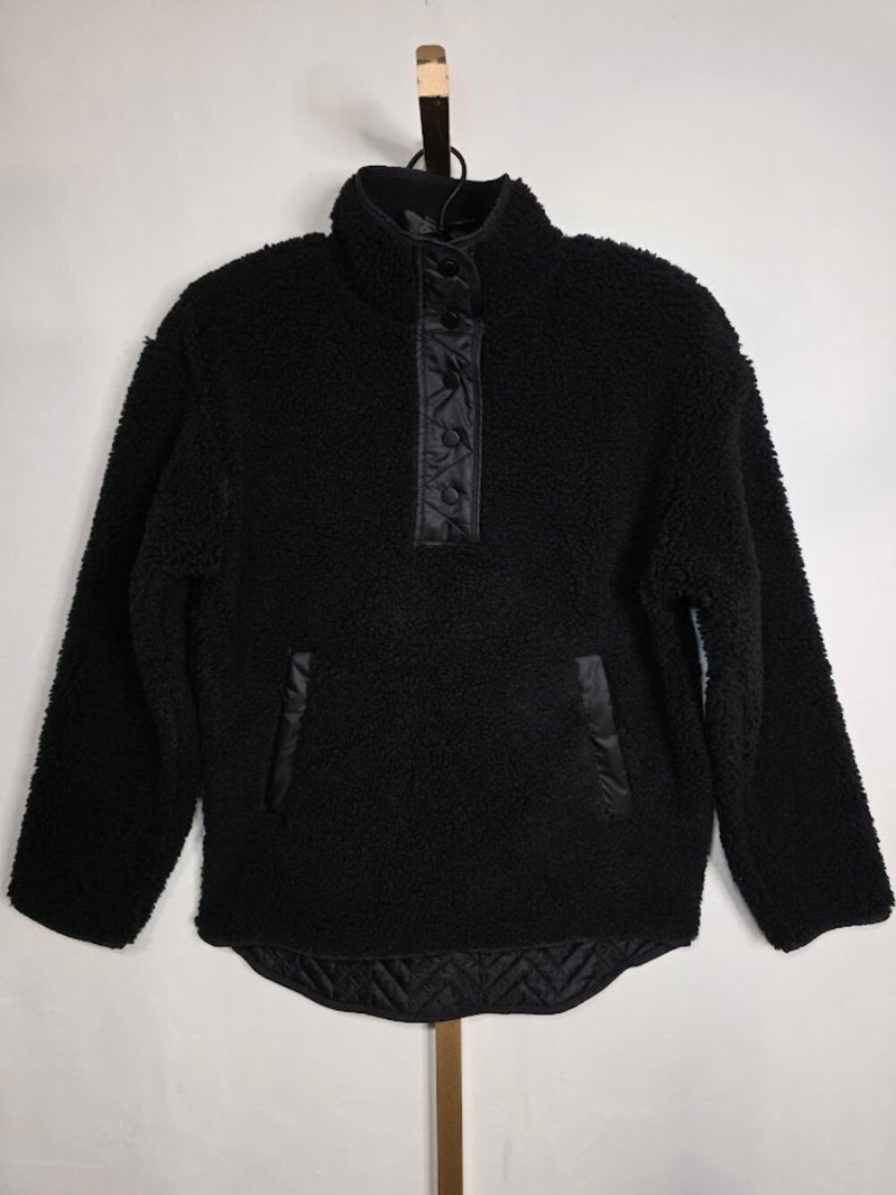 Athleta Cozy Sherpa Quilted Snap Sweatshirt S